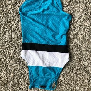 Blue & White Bodysuit with Back Cut Out